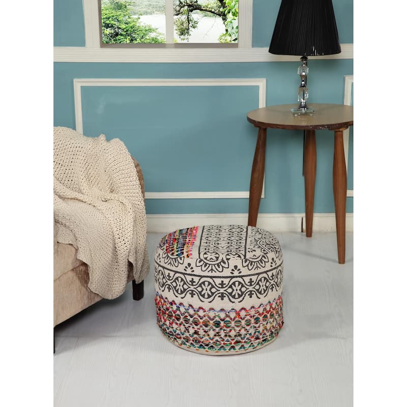 Sevita Globally Inspired Bohemian Pouf Ottoman
