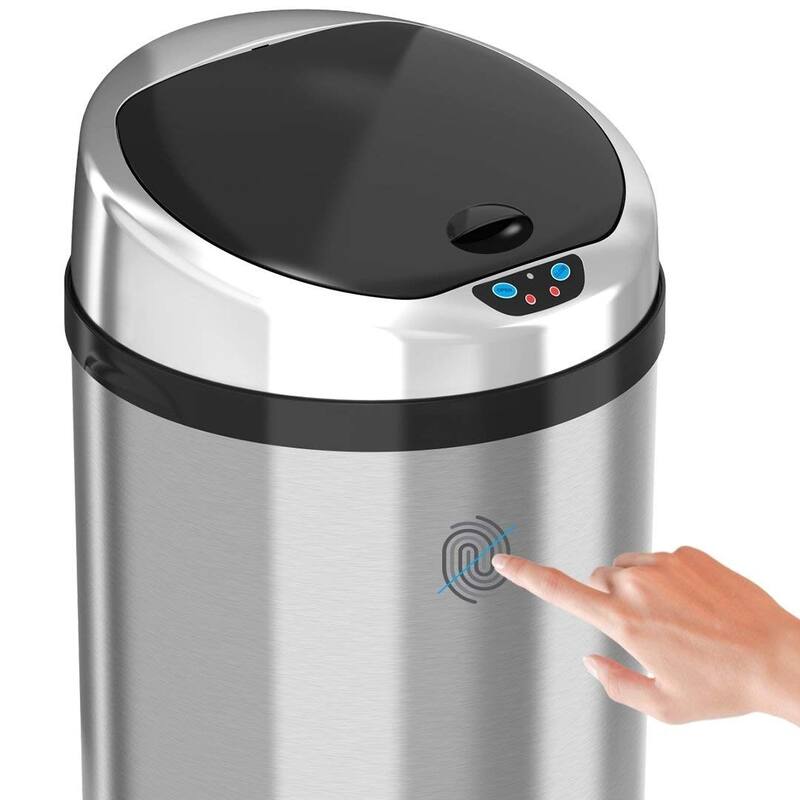 iTouchless 8 Gal Stainless Steel Round Sensor Kitchen Trash Can