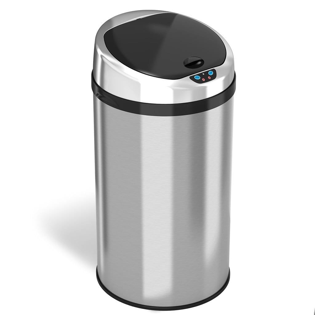 iTouchless 8 Gal Stainless Steel Round Sensor Kitchen Trash Can