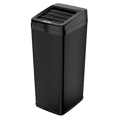 iTouchless Automatic Sensor Sliding-lid Steel Trash Can, 14 Gallon / 52 Liter - Black - Kitchen Trash Can