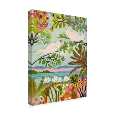 Karen Fields 'Birds In The Garden I' Canvas Art