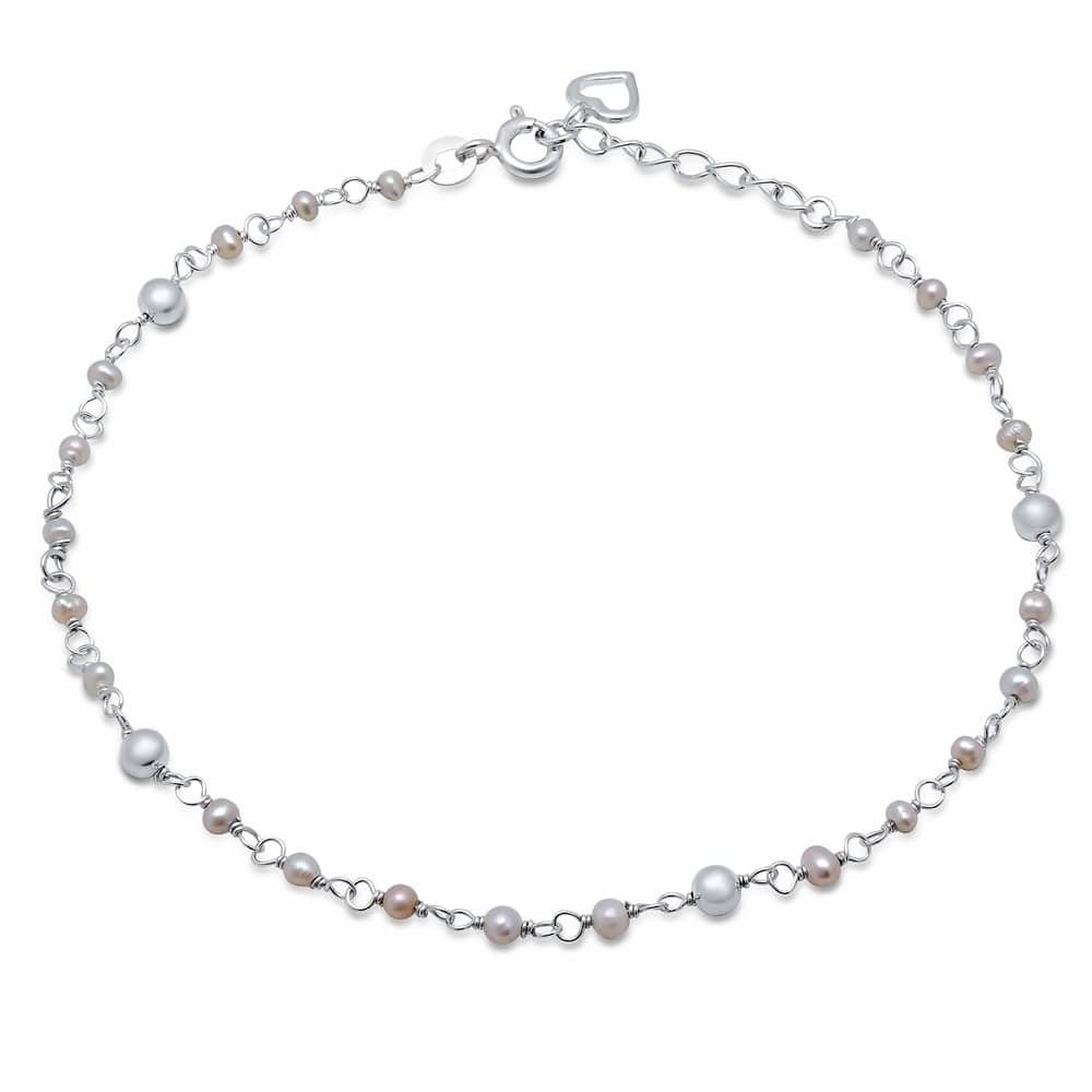 Sterling Silver Freshwater Pearl Anklet by Roberto Martinez