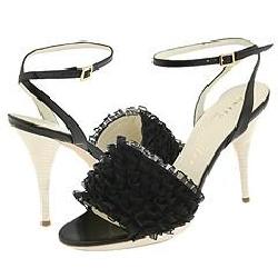 Bettye Muller Limelight Ruffle Ankle Strap Black Sandals