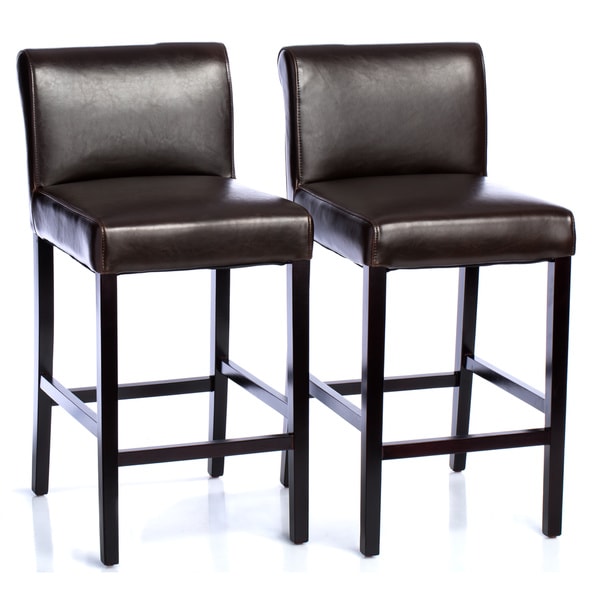 Cosmopolitan Dark Brown Leather Counter Stools (Set of 2)