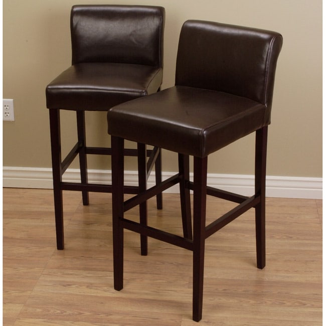 Cosmopolitan Dark Brown Leather Counter Stools (set Of 2)