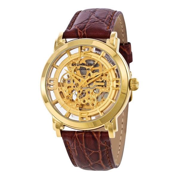 Stuhrling Original Men's Winchester Auto Skeleton Gold Tone Watch Stuhrling Original Men's Stuhrling Original Watches