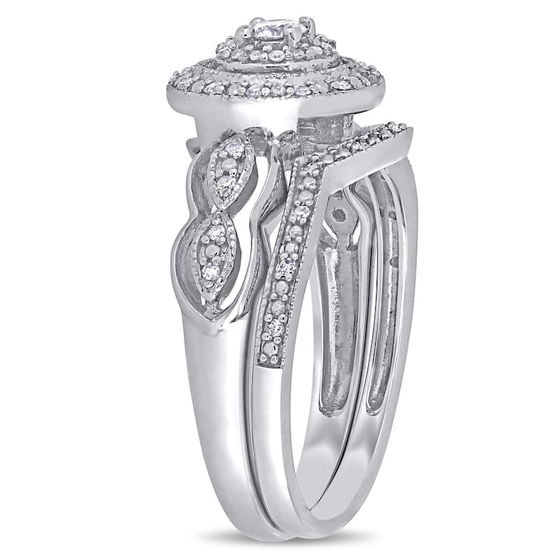 1/4ct TDW Diamond Infinity Halo Bridal Set in 10k White Gold by Miadora