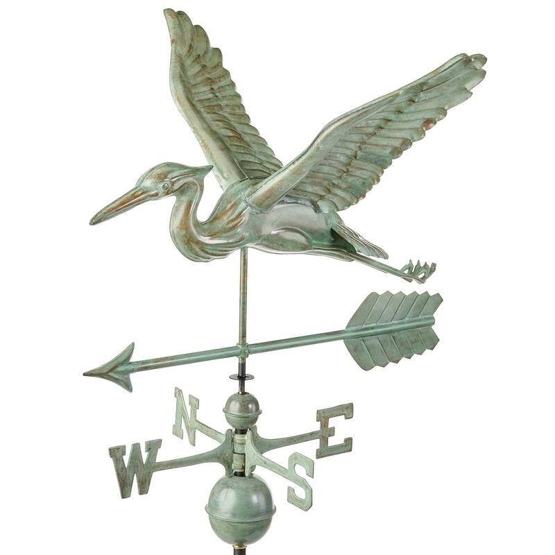 Blue Heron Weathervane with Arrow - Blue Verde Copper by Good Directions
