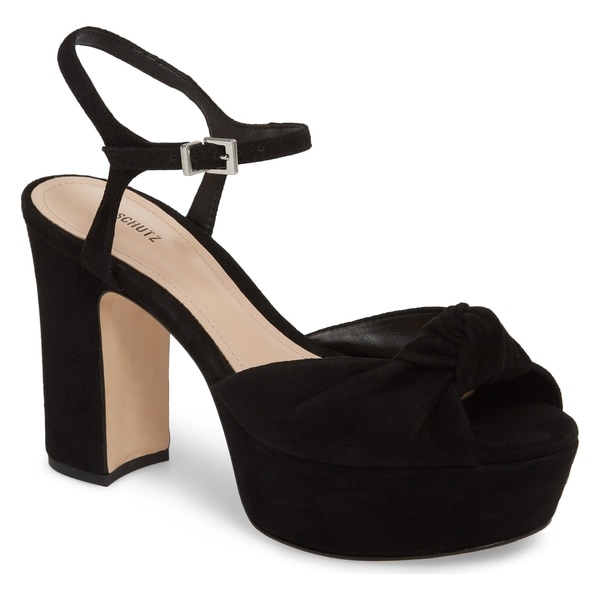 SCHUTZ Thalyta Platform Black Suede Retro Chic Ankle Strap ...