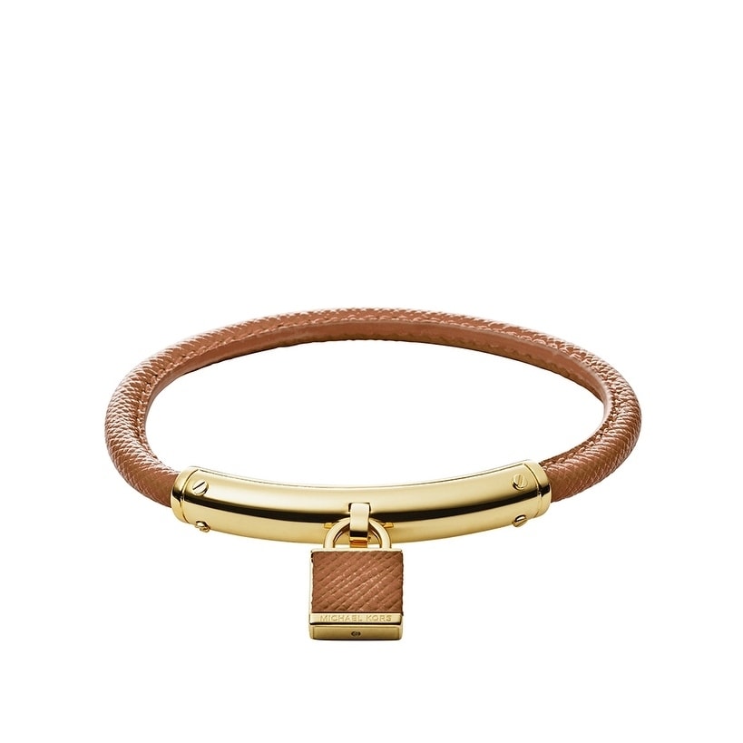 Michael Kors Heritage Padlock Brown Leather/Gold Bracelet Overstock - 25070605