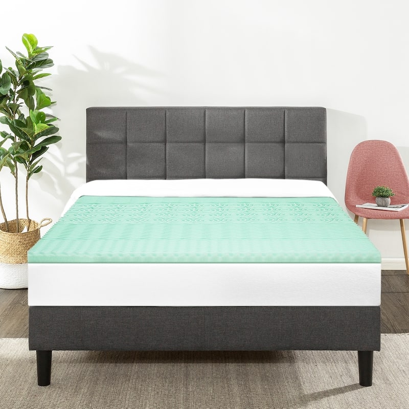 1.5 Inch 5-Zone Memory Foam Bed Topper Aloe Infused Cooling Mattress Pad - Crown Comfort