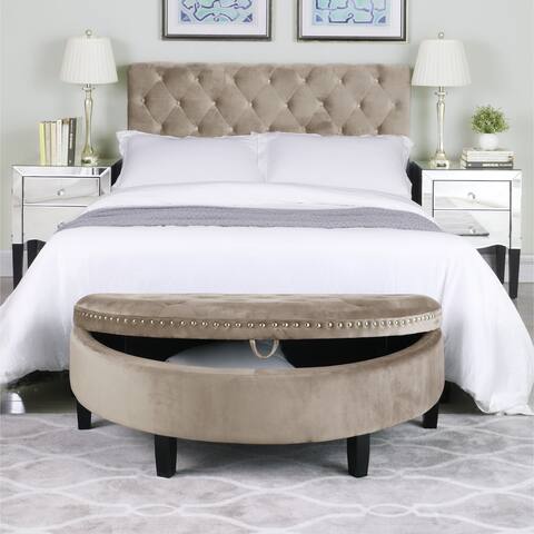 Chic Home Kelly Half Moon Velvet Upholstered Storage Ottoman