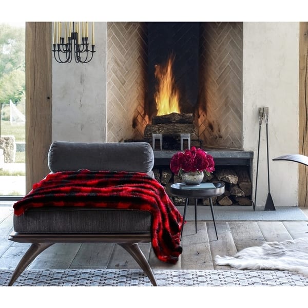 Shop Buffalo Plaid Fauxfur Throw Blanket For Couch Or Sofa