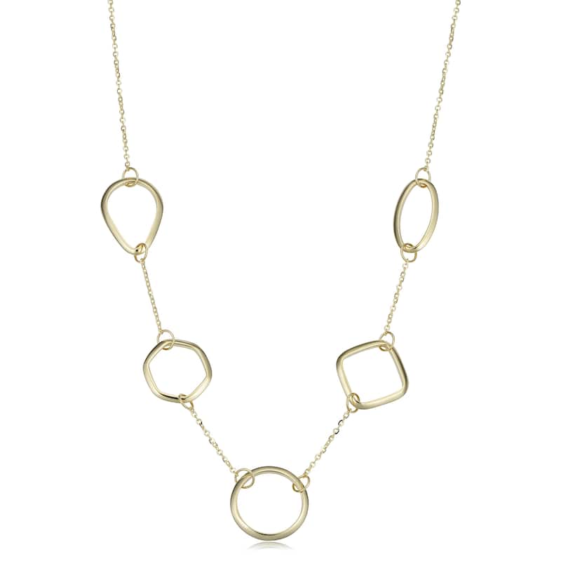 14k Yellow Gold Geometric Station Adjustable Length Necklace (adjusts to 17 or 18 inches)
