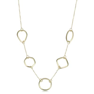 14k Yellow Gold Geometric Station Adjustable Length Necklace (adjusts to 17 or 18 inches)