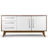 Carson Carrington Eskilstuna White Walnut Wood Sideboard Alva White Walnut Finish Wood Scandinavian Style Sideboard Buffet Table
