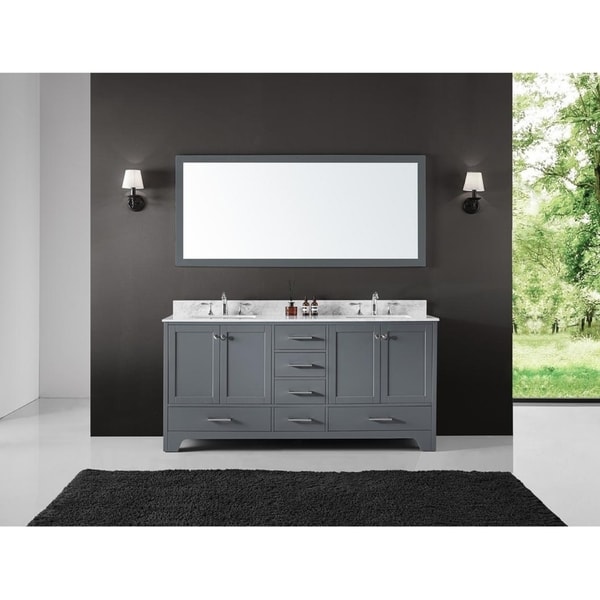 Exclusive Heritage 72" Double Sink Bathroom Vanity Base in Cashmere Grey