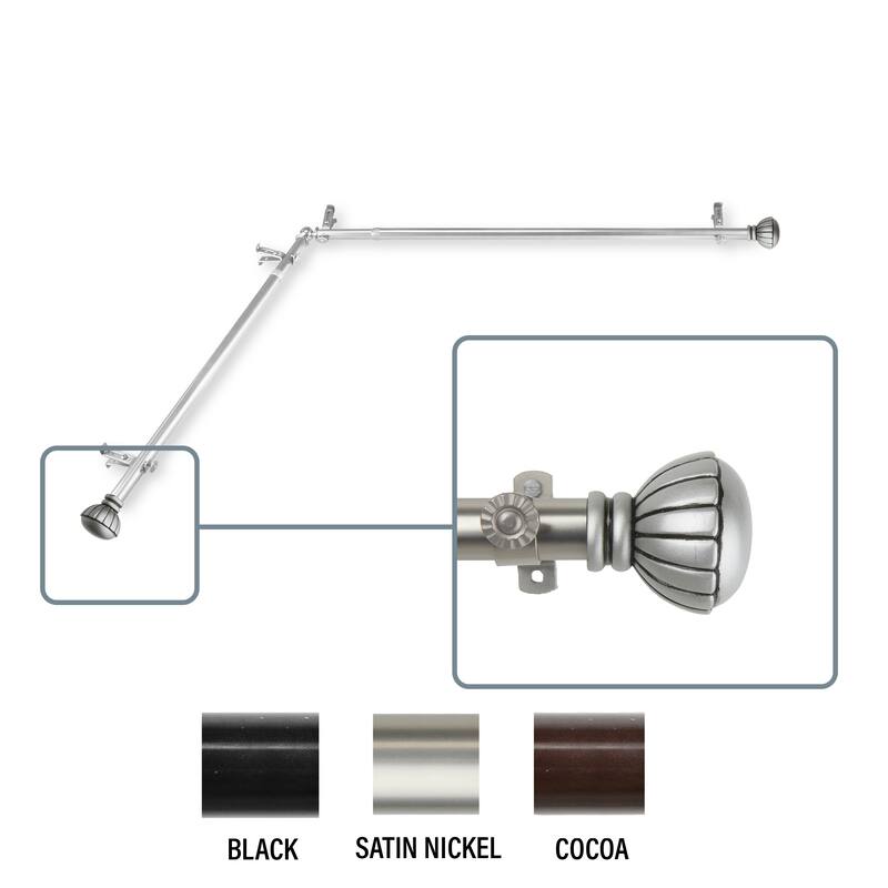 InStyleDesign Gemma Corner Window Curtain Rod 13/16 inch dia. - each side 48-84 inches - satin nickel