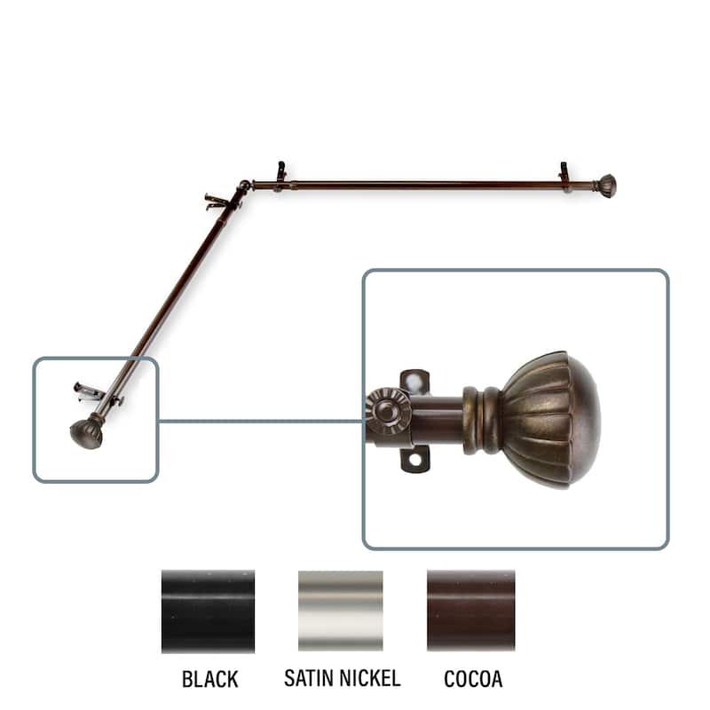 InStyleDesign Gemma Corner Window Curtain Rod 13/16 inch dia. - each side 28-48 inches - Cocoa
