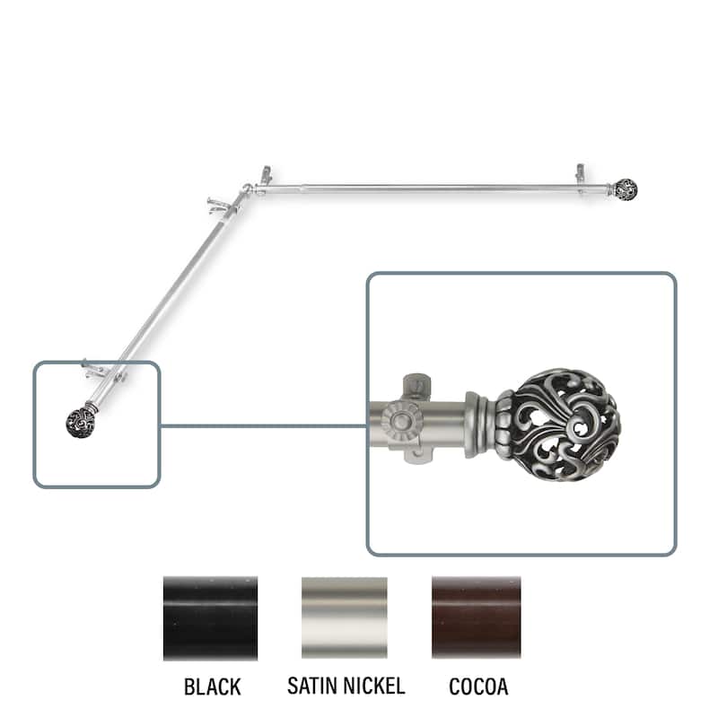 InStyleDesign Stella Corner Window Curtain Rod 13/16 inch dia. - each side 48-84 inches - satin nickel