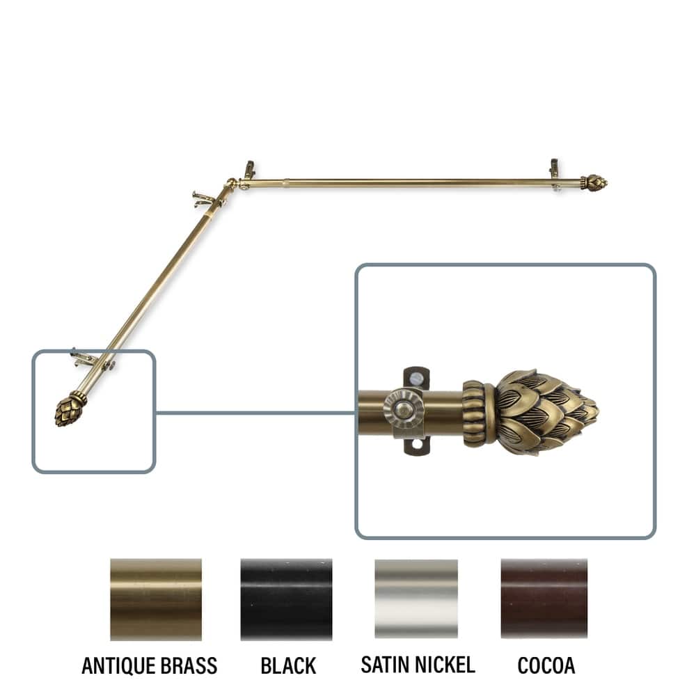 InStyleDesign Lotus Corner Window Curtain Rod 13/16 inch dia.