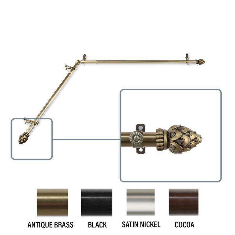 InStyleDesign Lotus Corner Window Curtain Rod 13/16 inch dia.