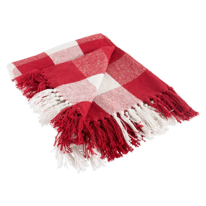 DII Buffalo Check Decorative Throw - Red/White
