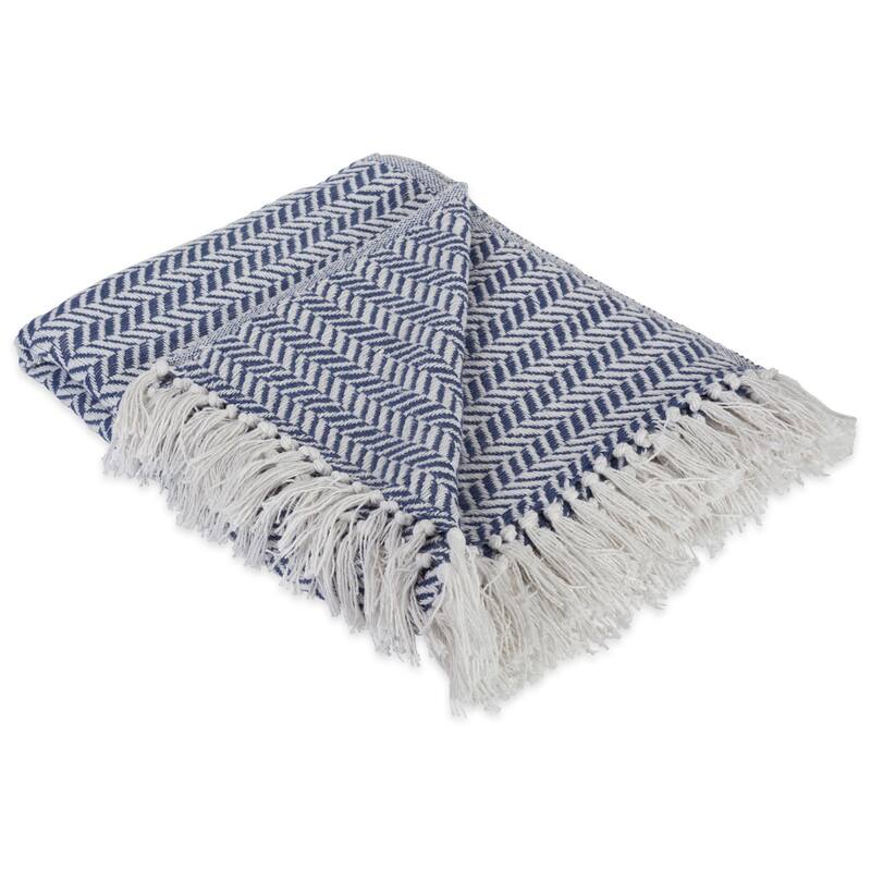 DII Herringbone Chevron Decorative Throw - Full - French Blue