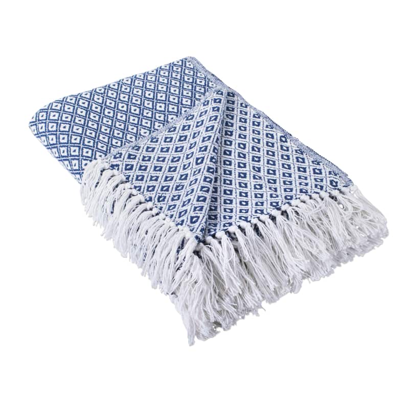 DII Mini Diamond Decorative Throw - Nautical Blue