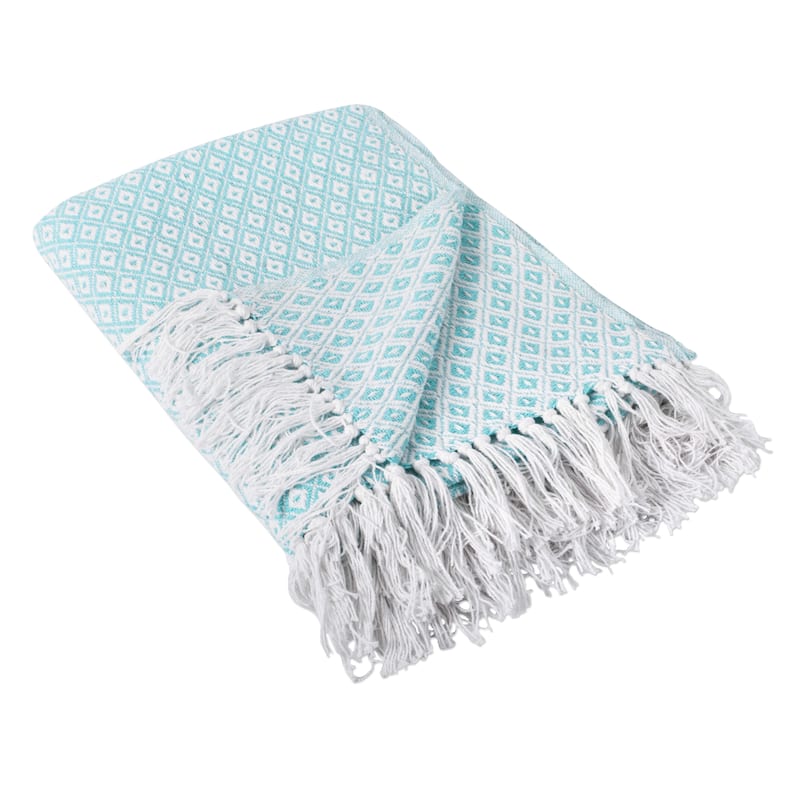 DII Mini Diamond Decorative Throw - Aqua
