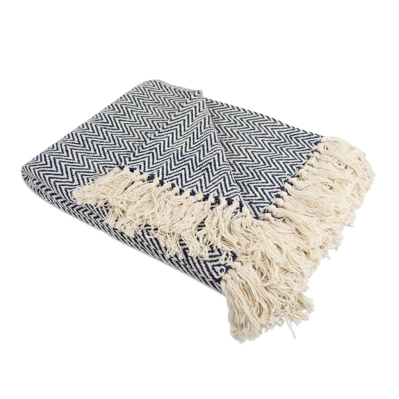 DII Handloom Chevron Decorative Throw - Nautical Blue