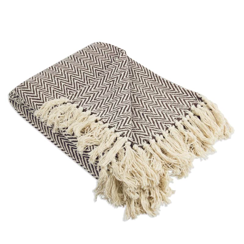 DII Handloom Chevron Decorative Throw - Dark brown