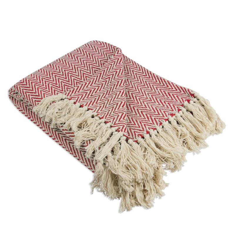 DII Handloom Chevron Decorative Throw - Tango Red