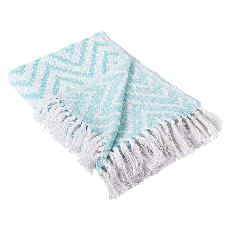 DII Large Chevron Decorative Throw - Aqua