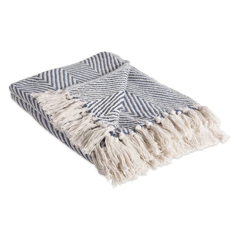 DII X-Diamond Geometric Decorative Throw - French Blue - Chevron