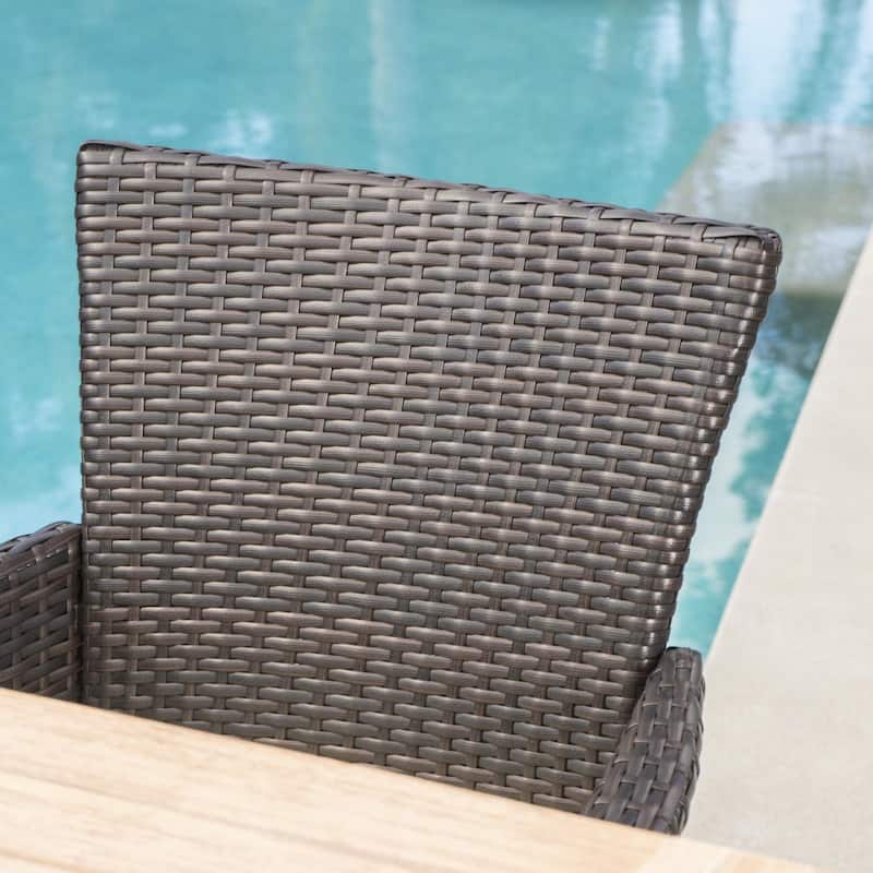 Jacks Outdoor 6-Piece Rectangle Wicker Wood Dining Set with Cushions by Christopher Knight Home