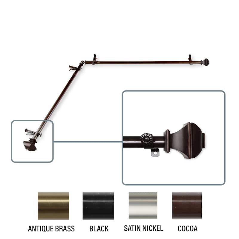 InStyleDesign Eugene Corner Window Curtain Rod 13/16 inch dia. - each side 48-84 inches - Cocoa