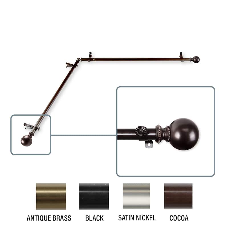 InStyleDesign Tegan Corner Window Curtain Rod 13/16 inch dia. - each side 66-120 inches - Cocoa