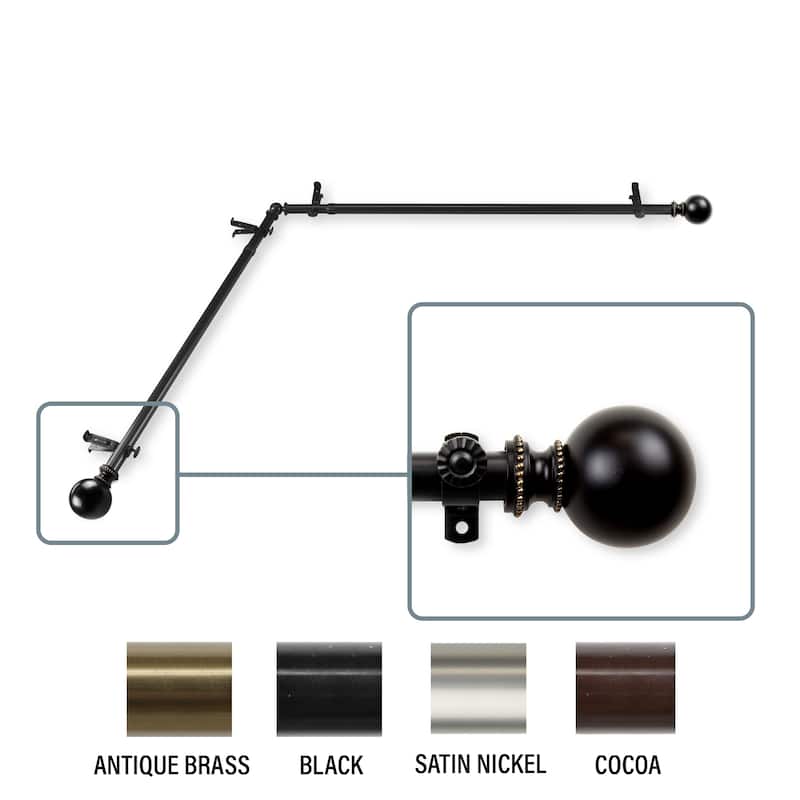 InStyleDesign Tegan Corner Window Curtain Rod 13/16 inch dia. - each side 28-48 inches - Black