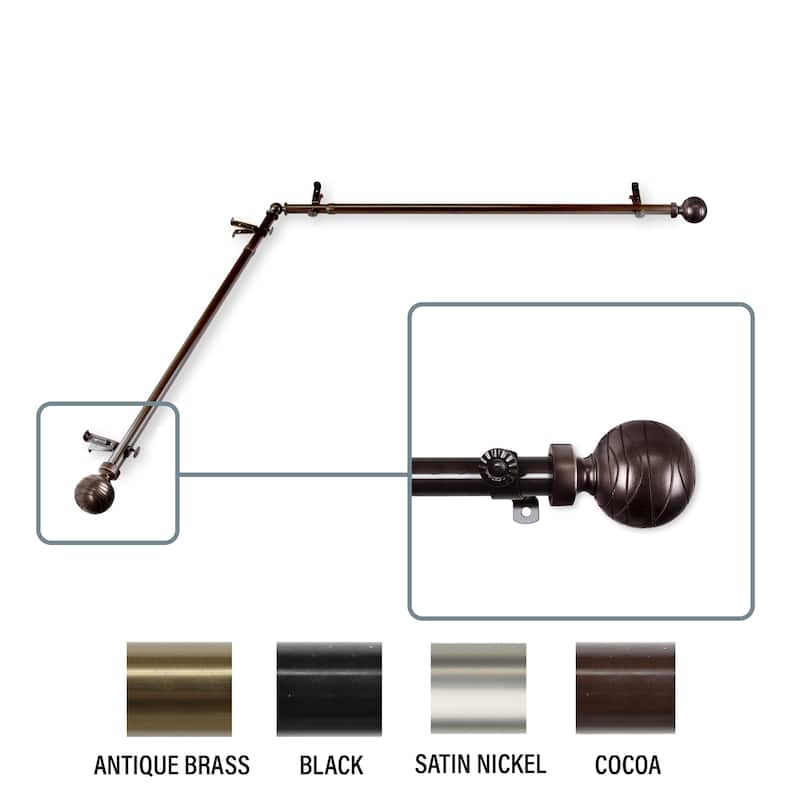 InStyleDesign Desmond Corner Window Curtain Rod 13/16 inch dia. - each side 48-84 inches - Cocoa