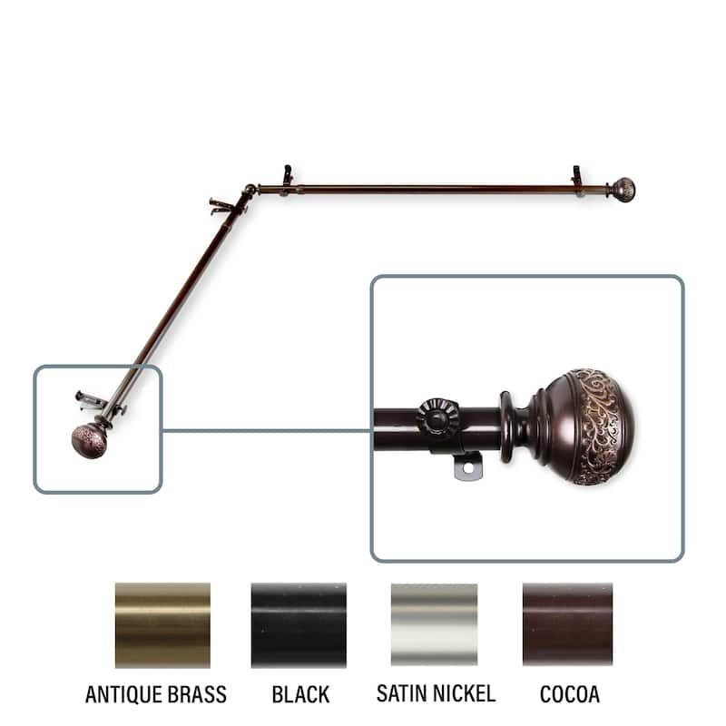 InStyleDesign Nadine Corner Window Curtain Rod 13/16 inch dia. - each side 28-48 inches - Brown Finish - Cocoa