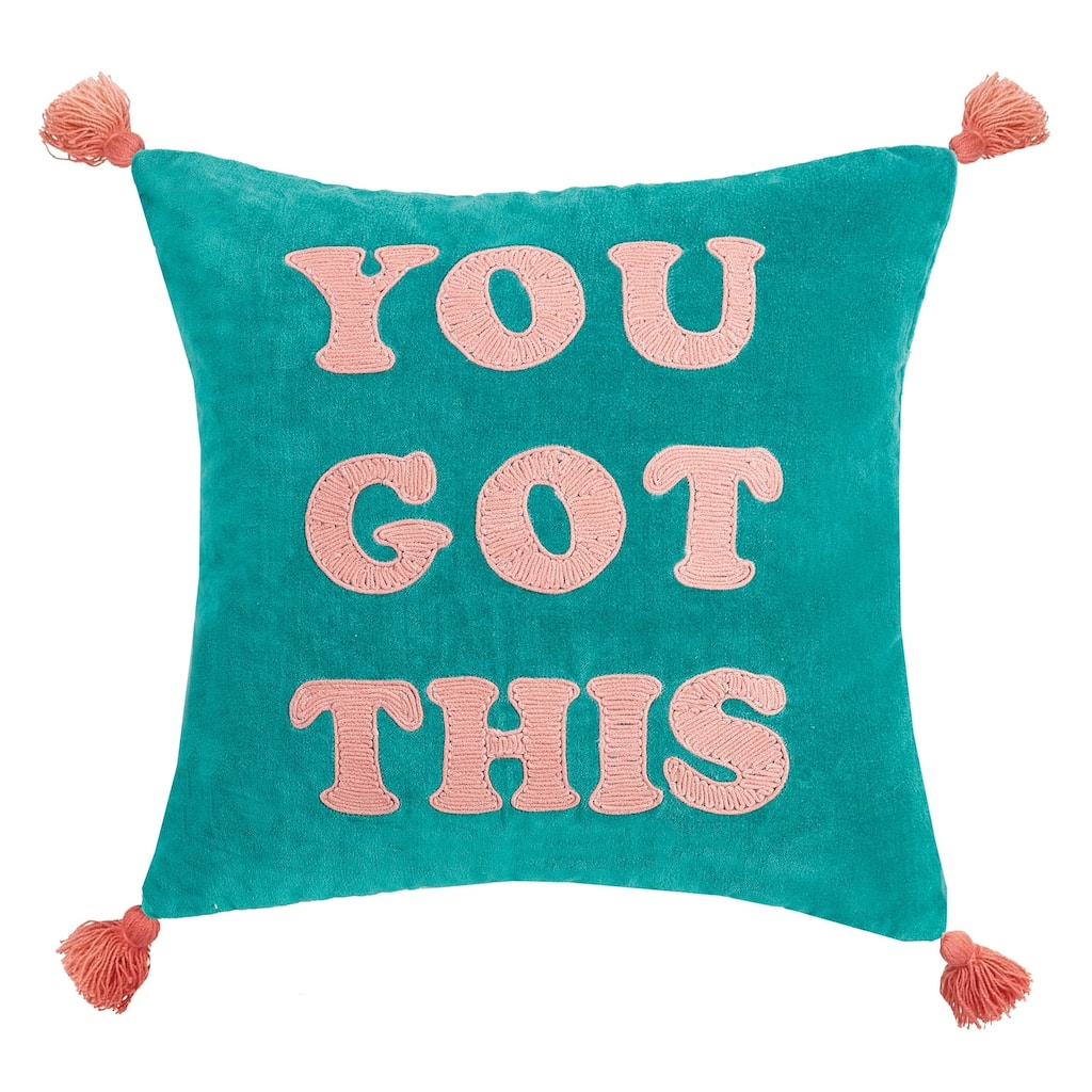 You Got This Tassels Embroidered Pillow By Peking Handicraft