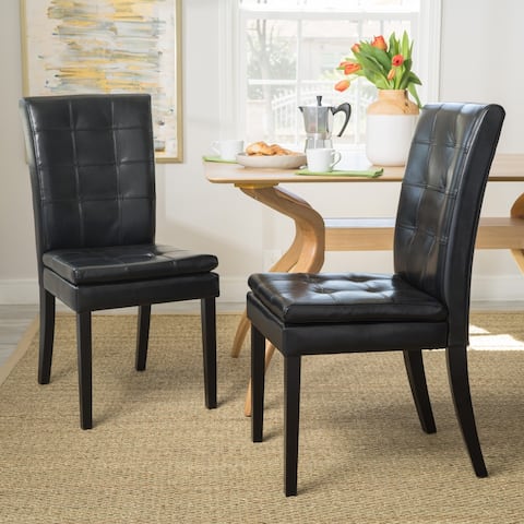 Crayton Leather Dining Chair (Set of 2) by Christopher Knight Home