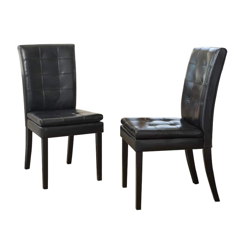 Crayton Leather Dining Chair (Set of 2) by Christopher Knight Home - Black