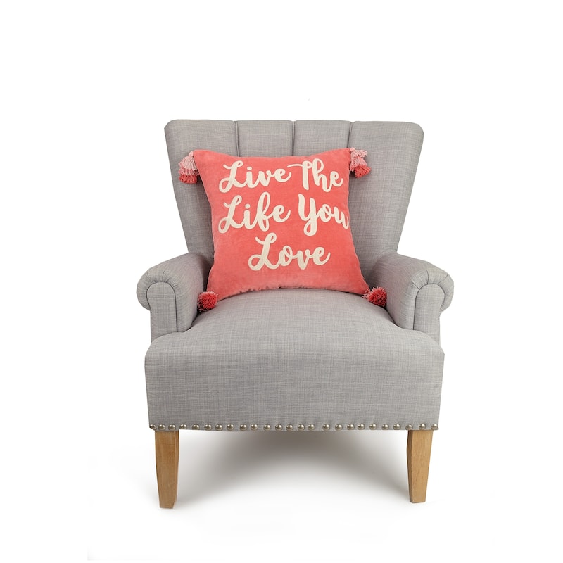 Live The Life You Love Tassels Embroidered Pillow By Peking Handicraft