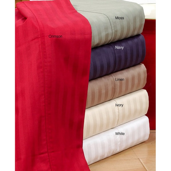 Sateen 320 Thread Count Long Staple Cotton Striped Sheet Set Overstock 2507678