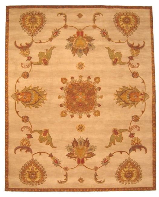 Hand tufted Jewel Ivory Wool Rug (79 X 99)