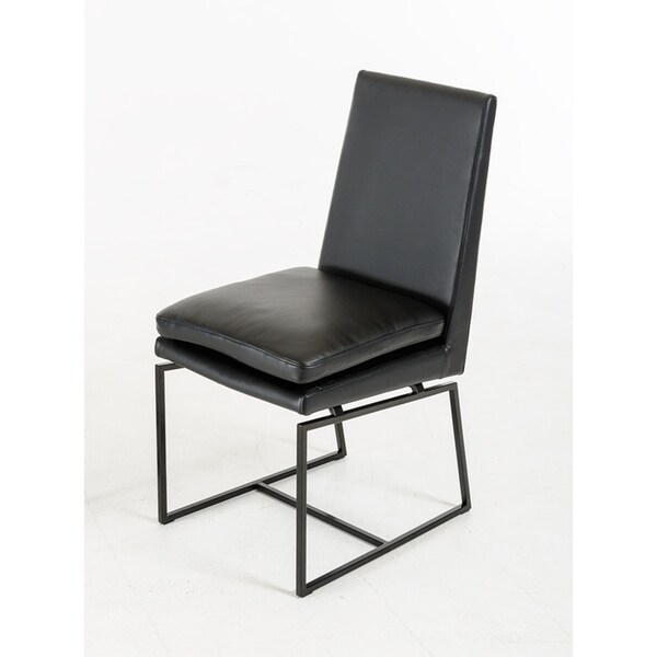 HomeRoots Furniture 37"H Modern Black Upholstered Ergonomic Leatherette Dining Chair - Set of 2