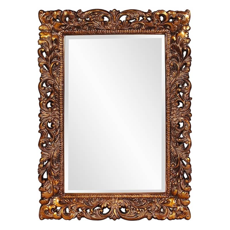 Allan Andrews Antique Gold Ornate Framed Rectangular Beveled Wall Mirror - 46"H x 32"W x 4"D