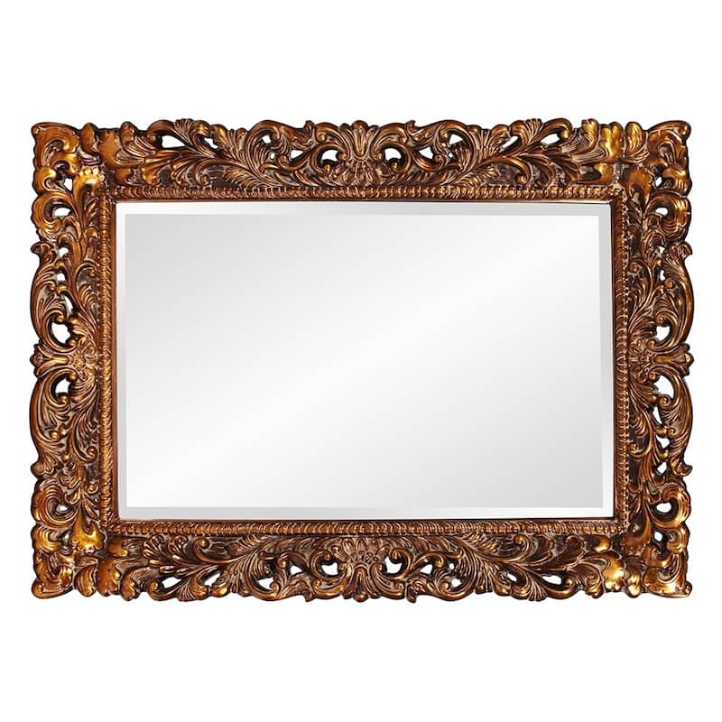 Allan Andrews Antique Gold Ornate Framed Rectangular Beveled Wall Mirror - 46"H x 32"W x 4"D